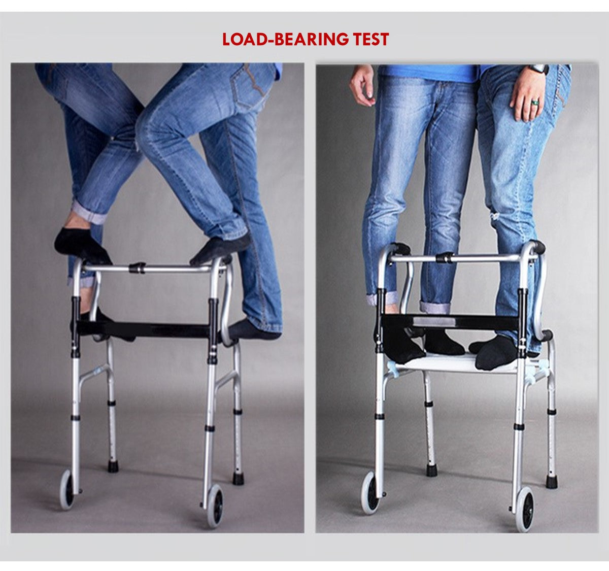 3 in 1 Adjustable Foldable Elderly Walking Frame Toilet Support with Shower Board and Wheels