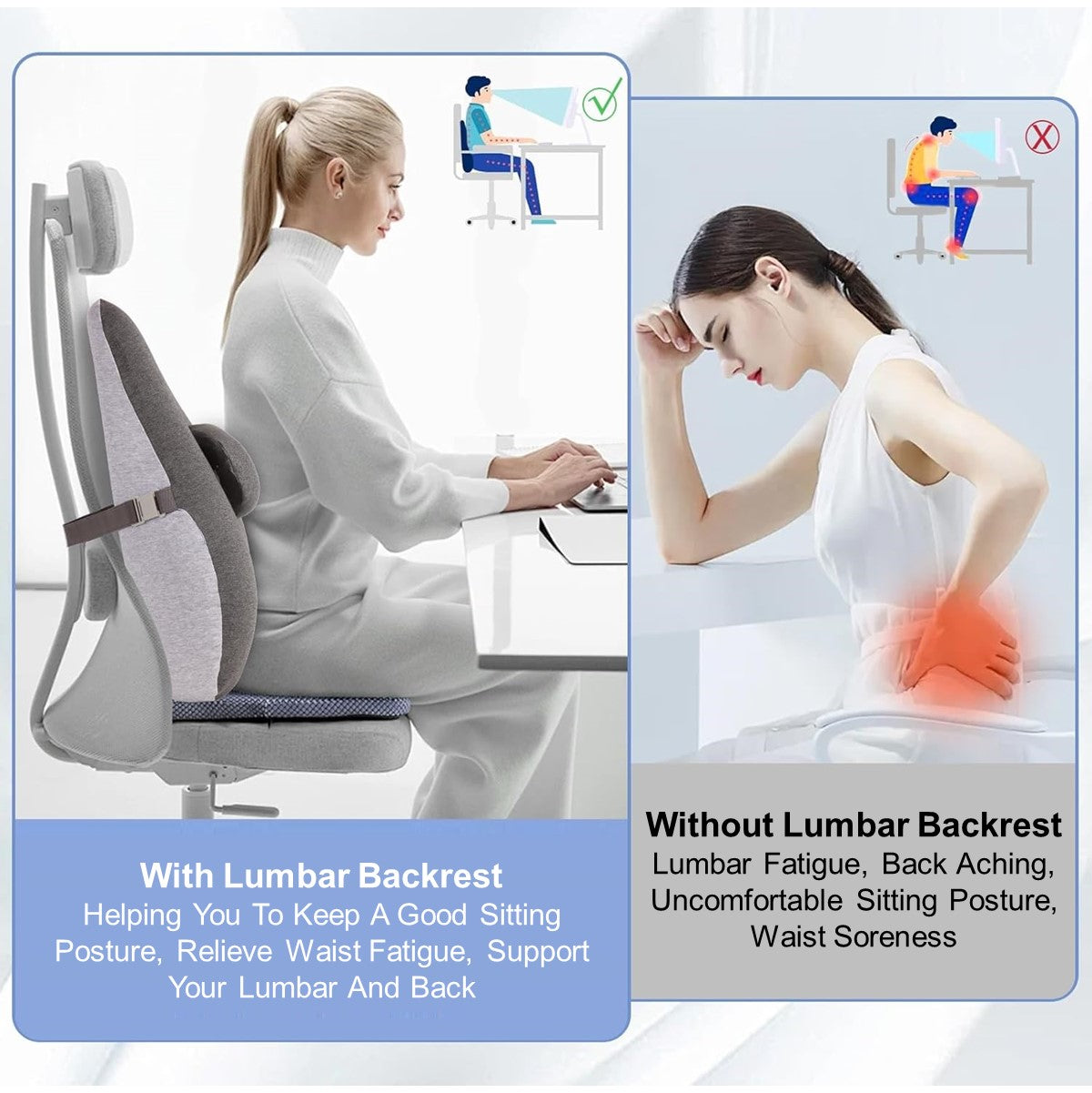 Premium Memory Foam Back Lumbar Support Seat Cushion Pad