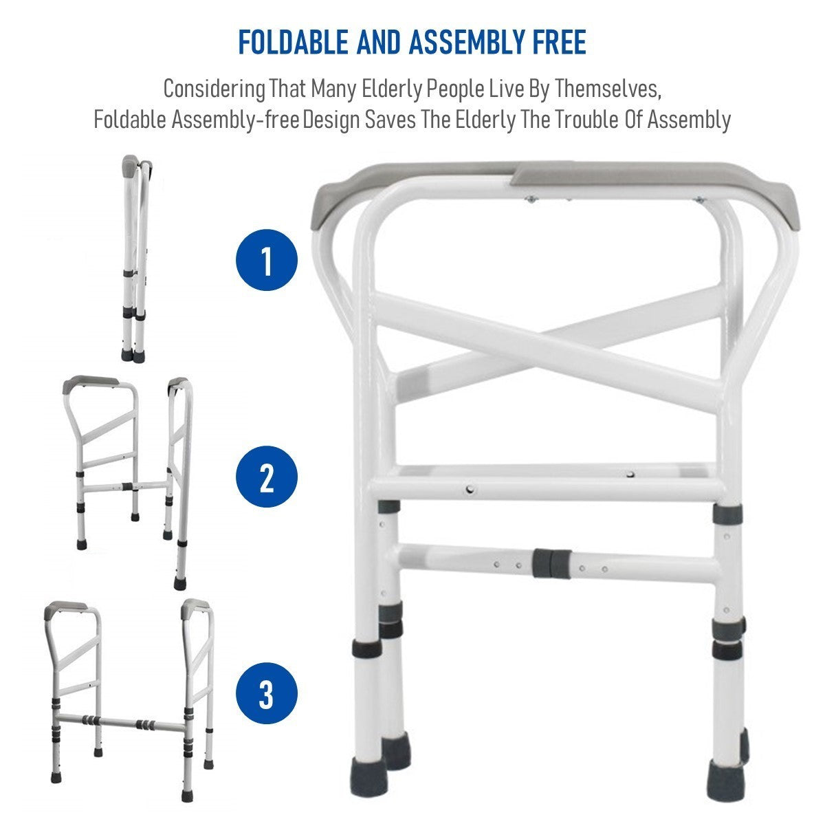 Adjustable Safety Rail Toilet Bowl Frame