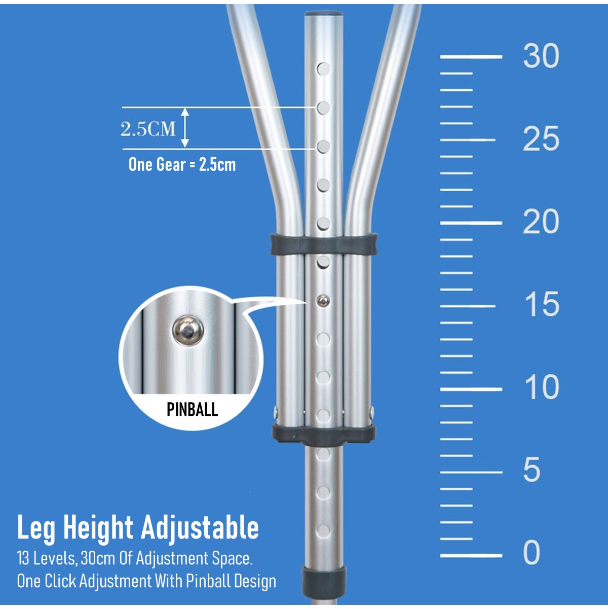 Foldable Underarm Crutches With Height Adjustment (A Pair)
