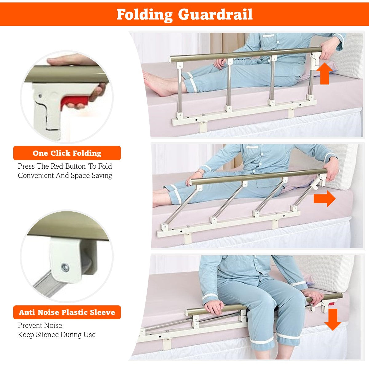 Folding Bed Guardrail Bed Rail Safety Assist Handle Bed Railing Guard Rails For Elderly Bedridden Pregnancy