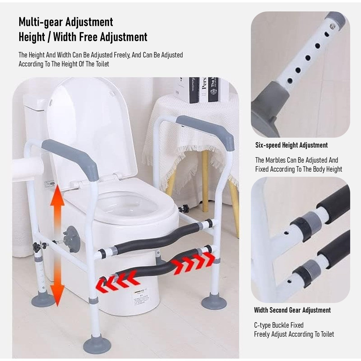 Adjustable Safety Rail Toilet Bowl Frame