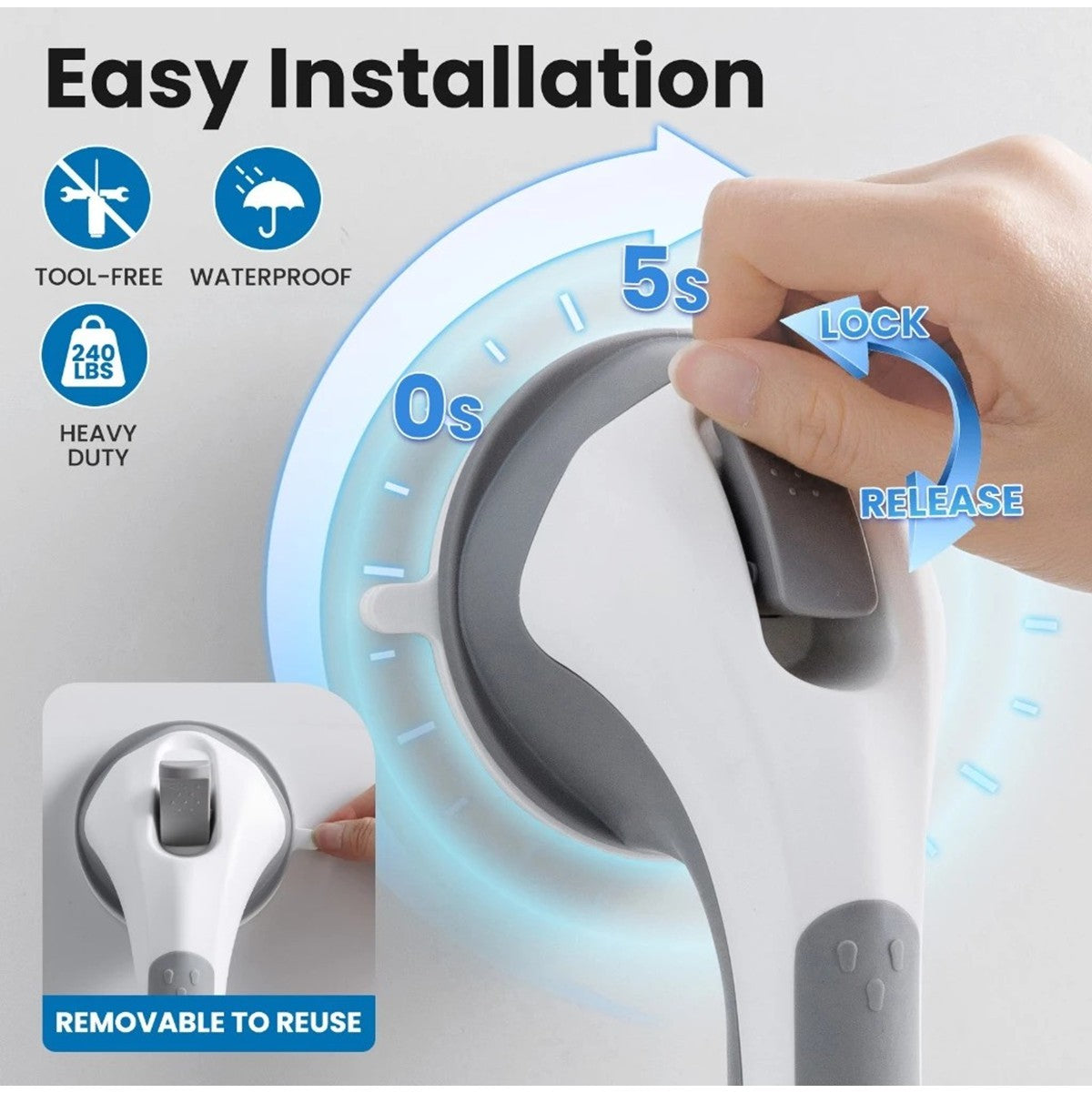 Safety Shower Helping Handle Anti Slip Grab Bar For Elderly And Kids
