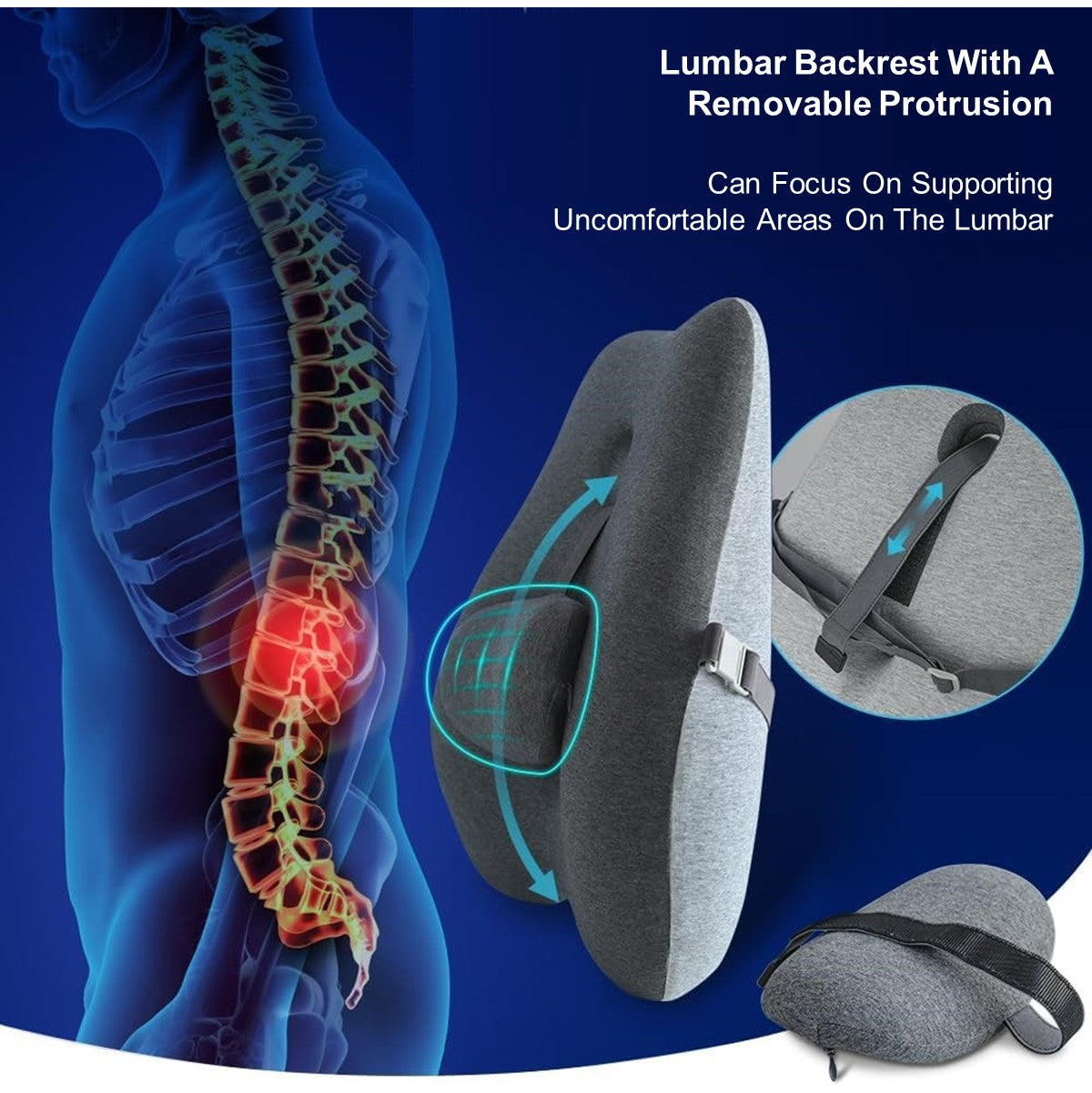 Premium Memory Foam Back Lumbar Support Seat Cushion Pad