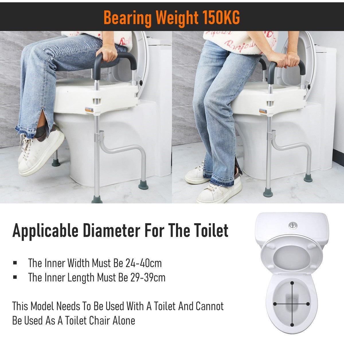 Elevated Toilet Seat Adjustable Raised Toilet Seat With Arms Support For Elderly Pregnant Women