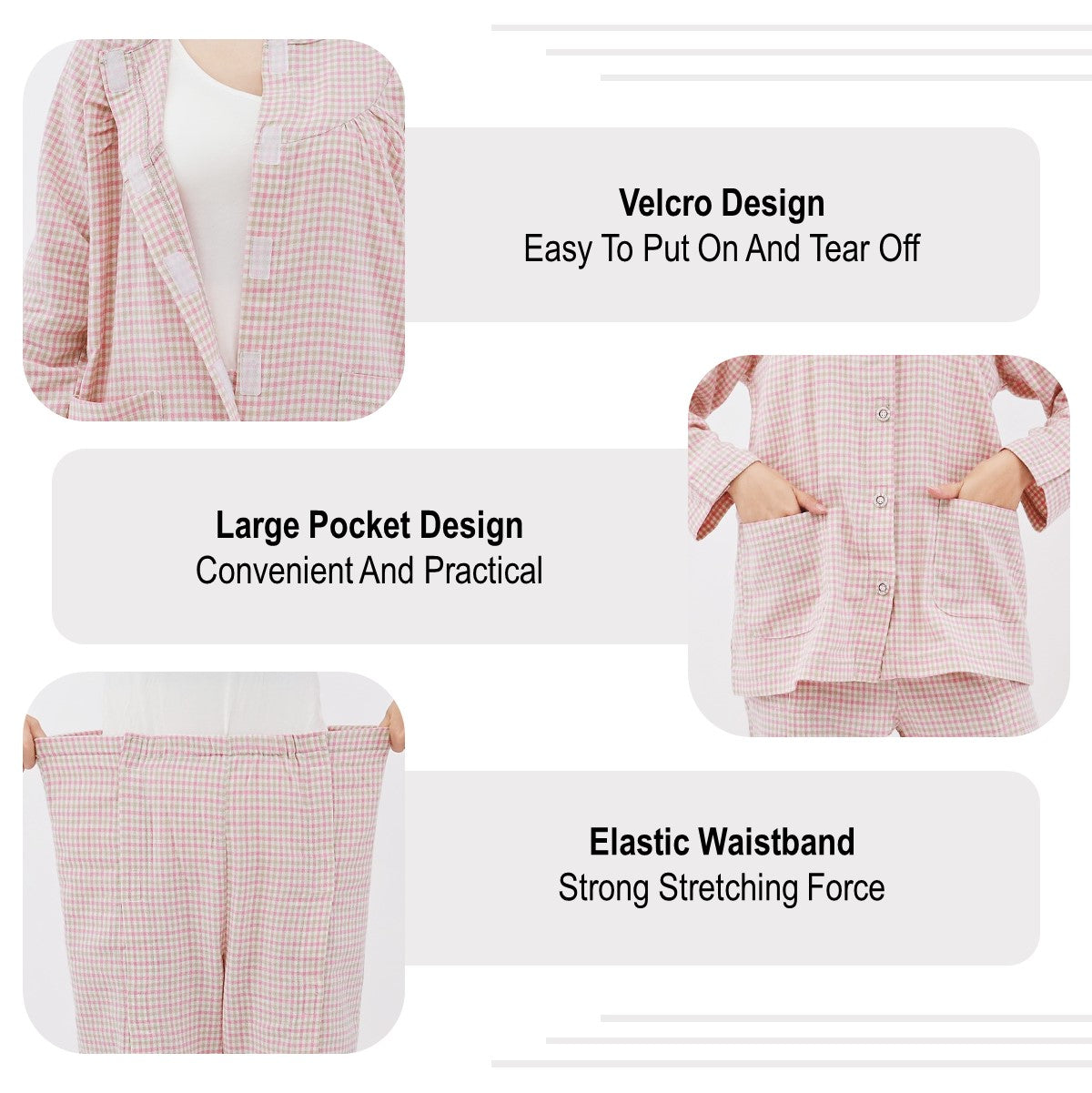 Patients Nursing Clothes Men Ladies For Disability Dialysis Fracture Patient Elderly (Long Pants And Shirt)
