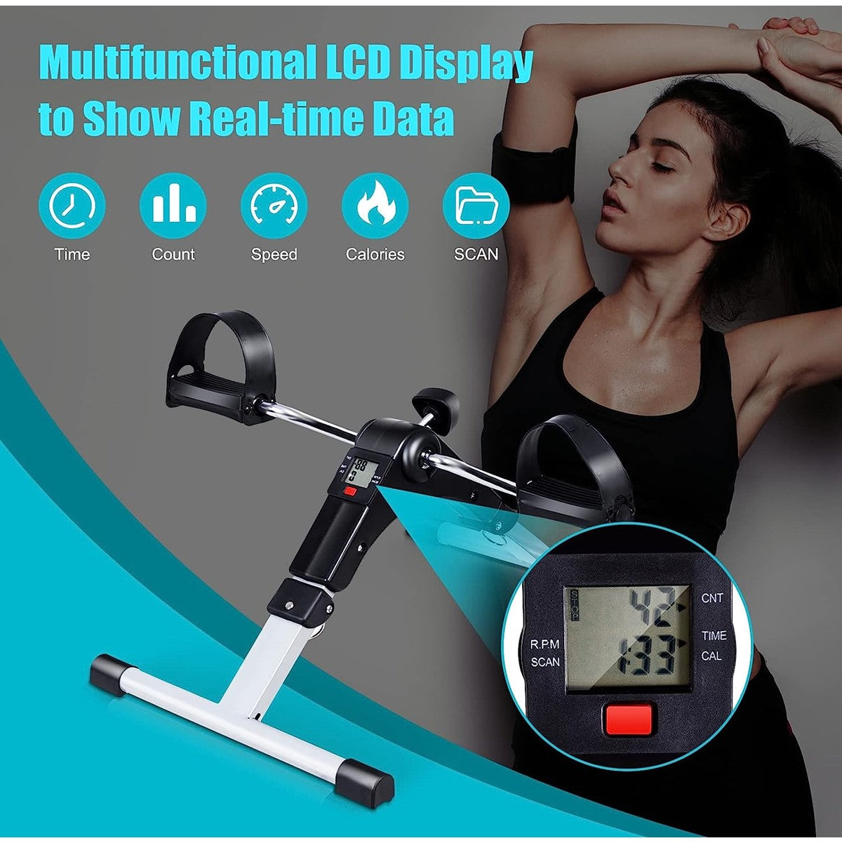 Pedal Exerciser Sports Fitness Physio Equipment with Electronic Display