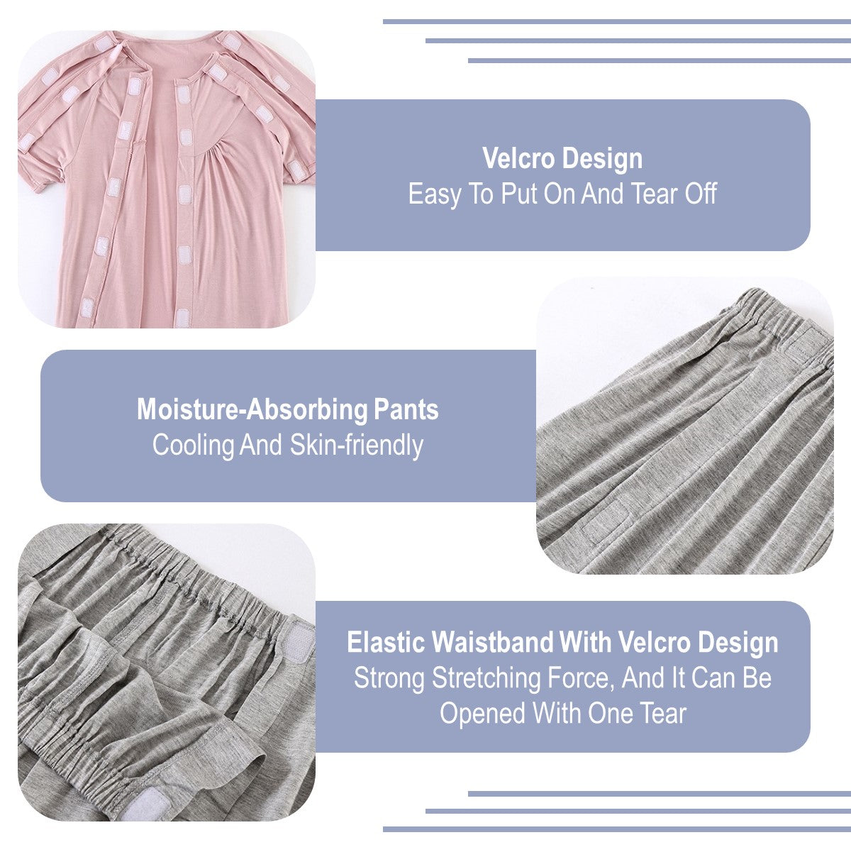 tients Nursing Clothes Men Ladies For Disability Dialysis Fracture Patient Elderly (Short Pants And Shirt)