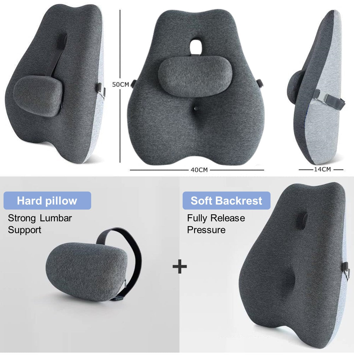 Premium Memory Foam Back Lumbar Support Seat Cushion Pad