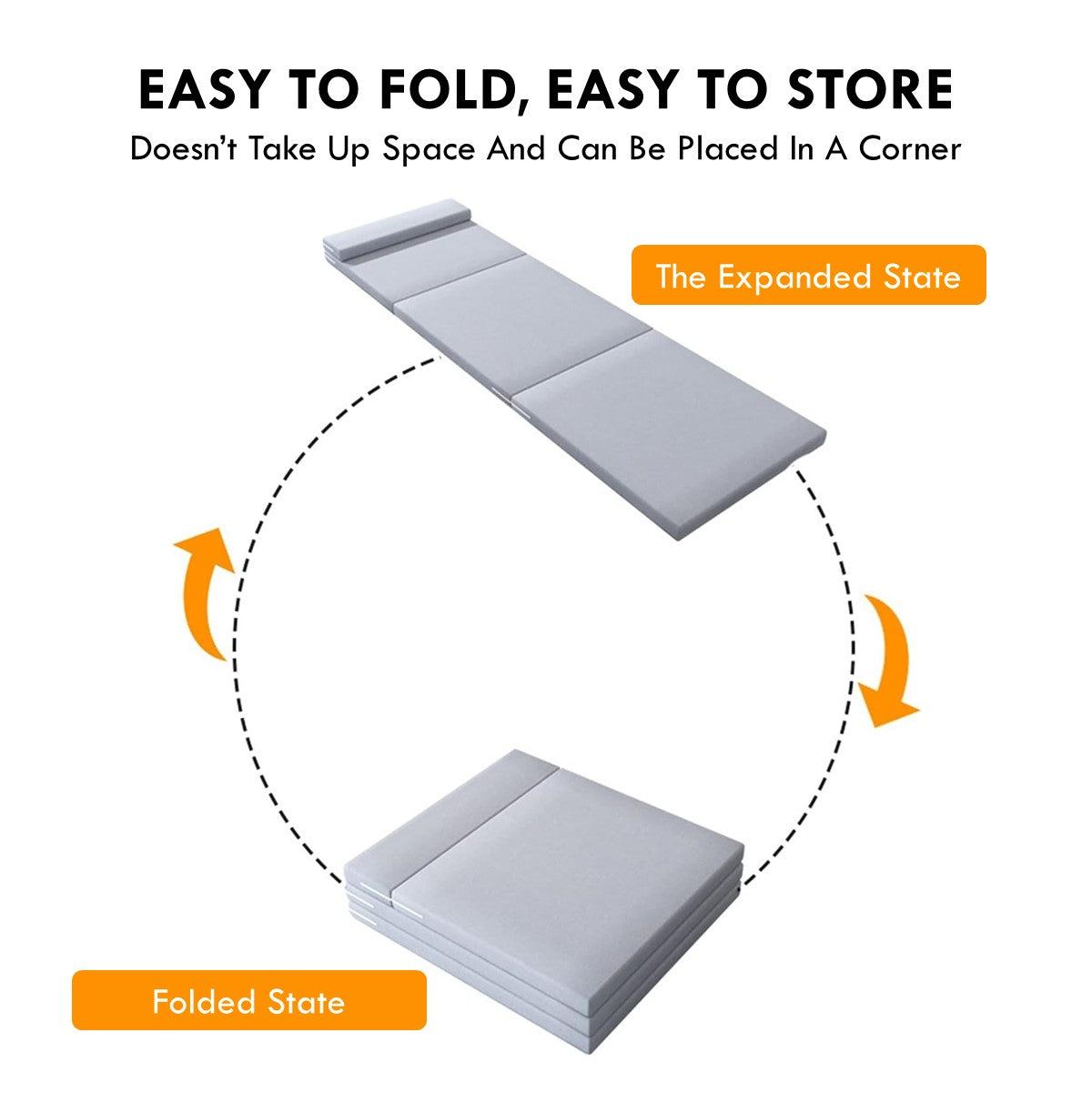 Four Fold Mattress Multifunctional Portable Folding Bed Lightweight Reclining Bed