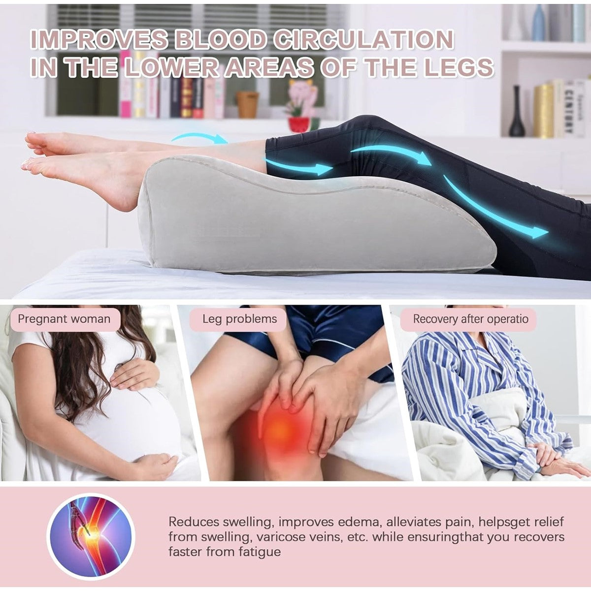 Inflatable Leg Support Pillow, Leg Elevation Pillow for Sleeping, Swelling, Rest, Reading