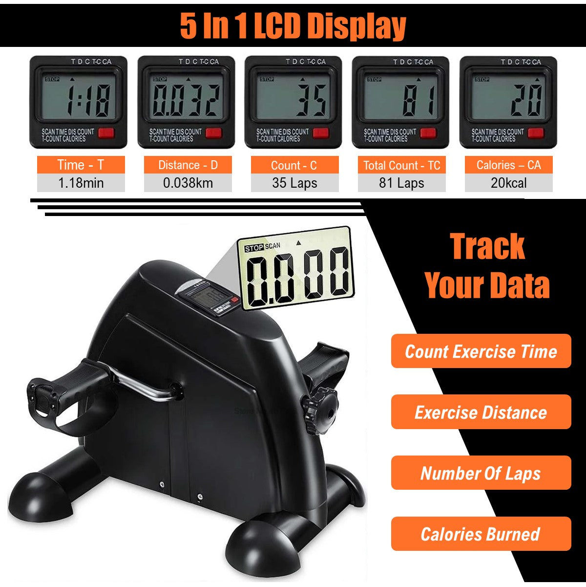 Upgraded Pedal Exerciser Bike Fitness Bike Multifunctional Treadmill Bicycle With Electronic LCD Display