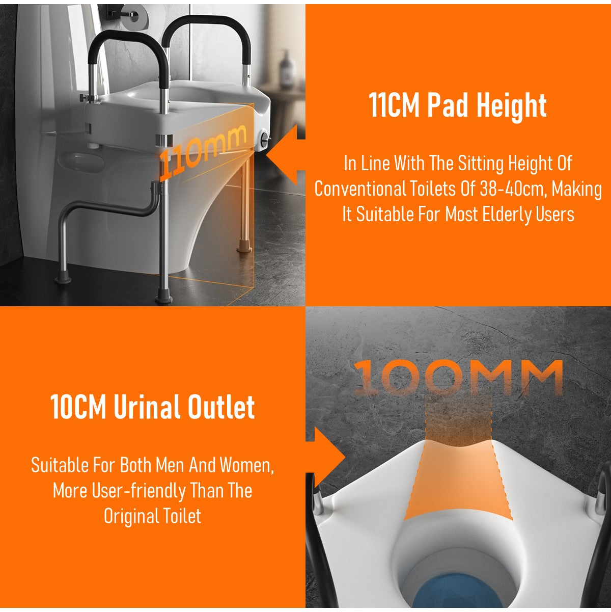 Elevated Toilet Seat Adjustable Raised Toilet Seat With Arms Support For Elderly Pregnant Women