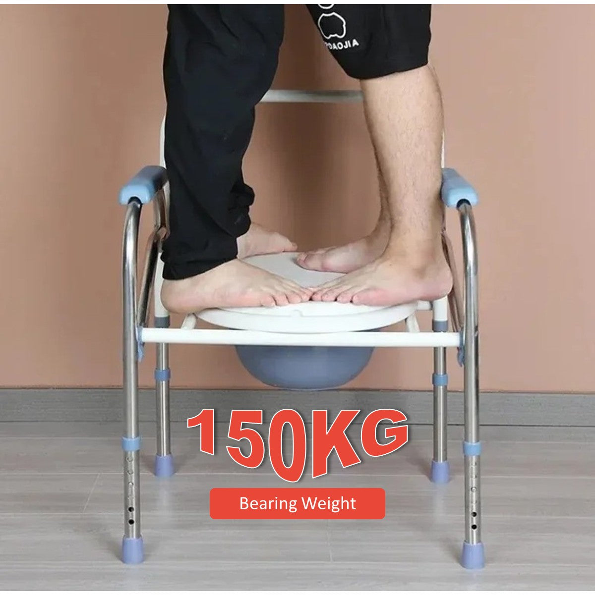 Portable Potty Chair Toilet Foldable Adjustable Commodes Chair Close Stool Chamber Pot Stainless Steel