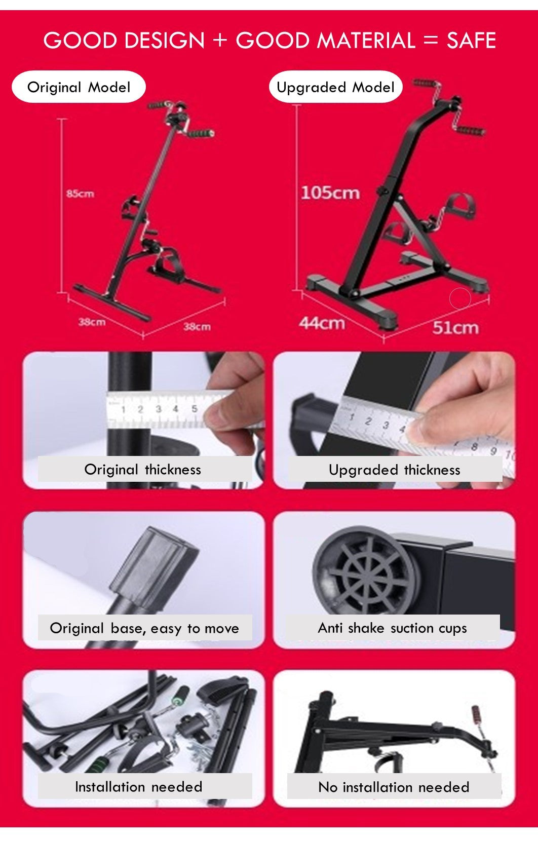 Hands and Legs Foldable Pedal Exerciser Bike Fitness Upper Lower Limb Rehabilitation Bicycle