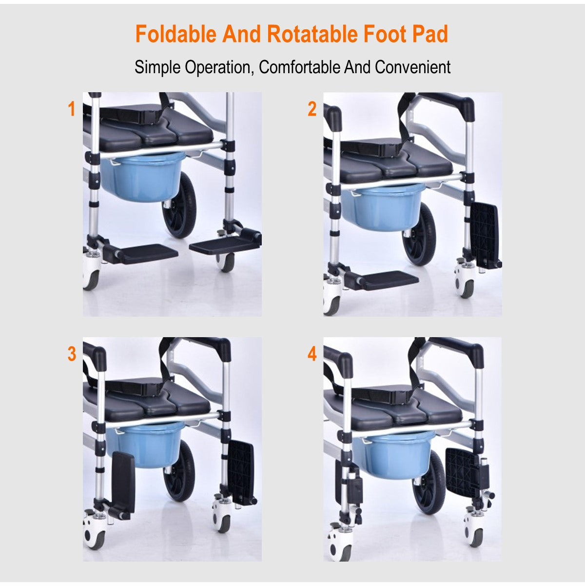 Foldable Commode Chair With Height Adjustment
