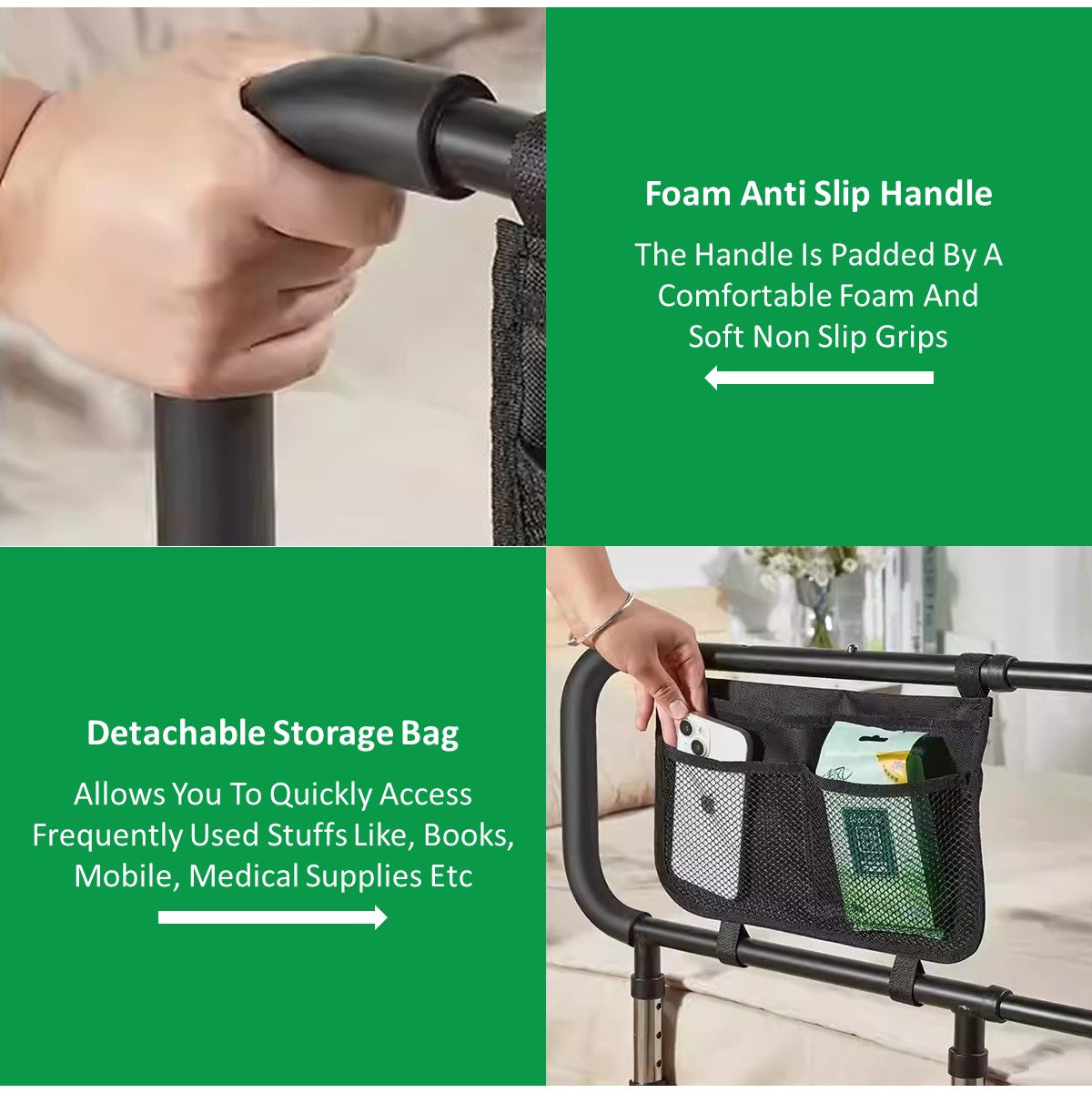 Bedside Armrest Grab Bar Safety Handrail With Extendable Armrest