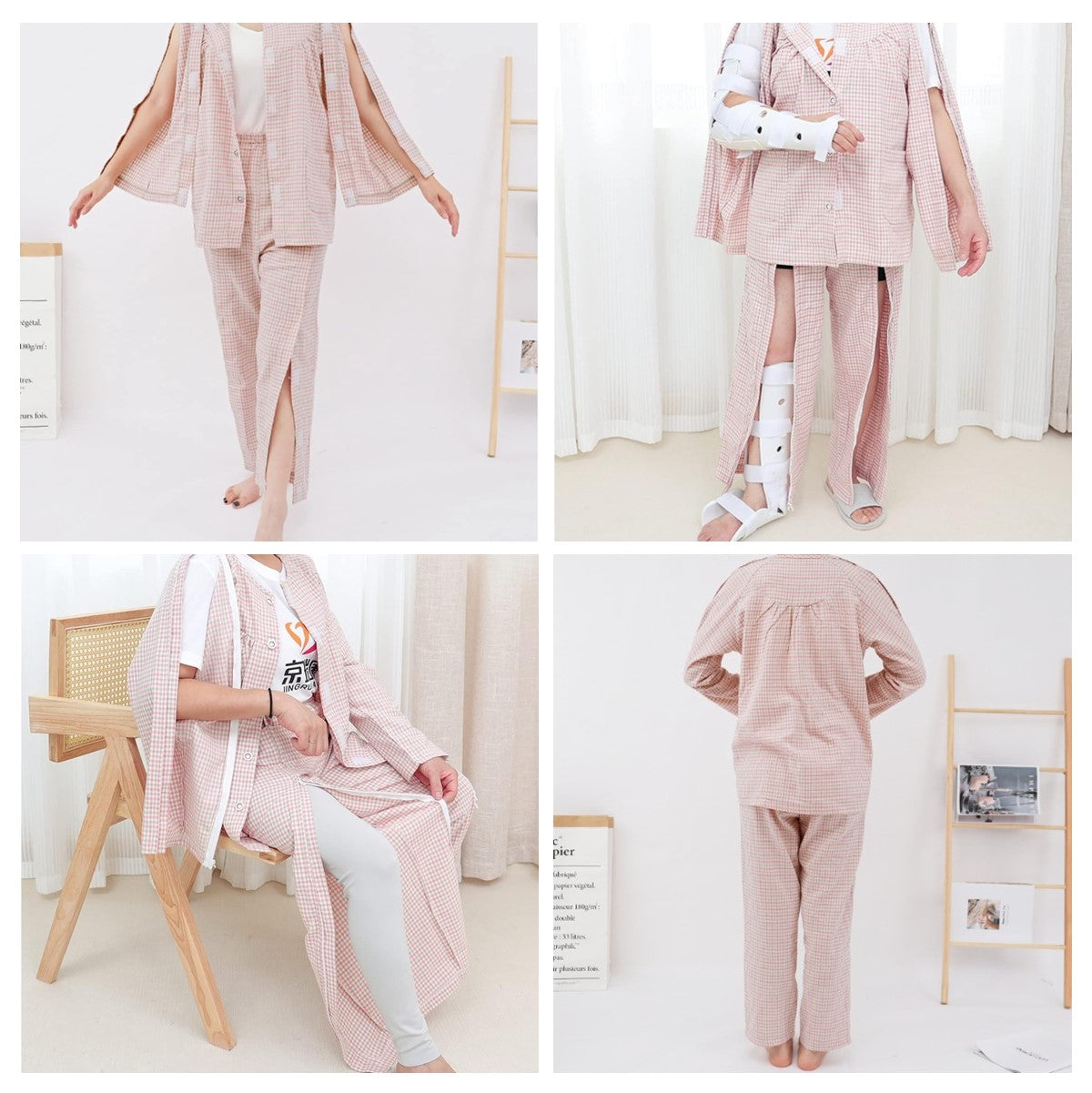 Patients Nursing Clothes Men Ladies For Disability Dialysis Fracture Patient Elderly (Long Pants And Shirt)