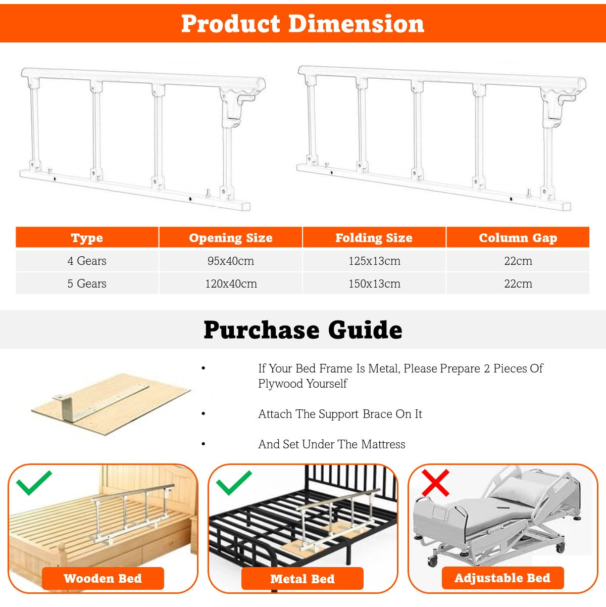 Folding Bed Guardrail Bed Rail Safety Assist Handle Bed Railing Guard Rails For Elderly Bedridden Pregnancy