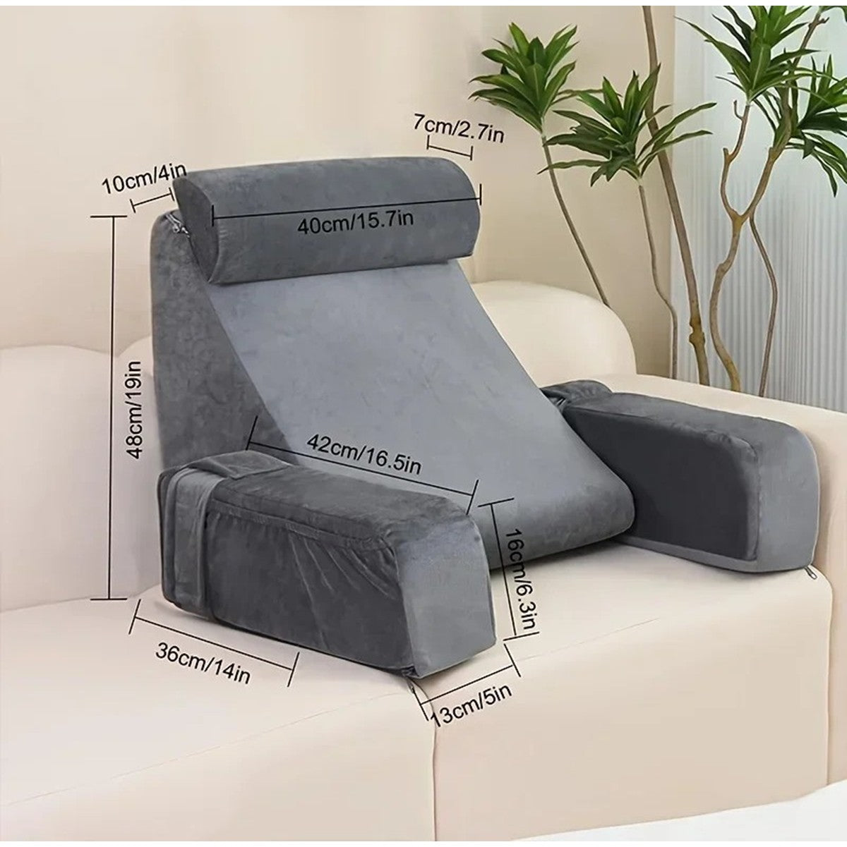 Back Pillow With Armrests, Ergonomic Back Support Cushion For Bed Chair, Back Cushion For Watching TV/Reading/Resting
