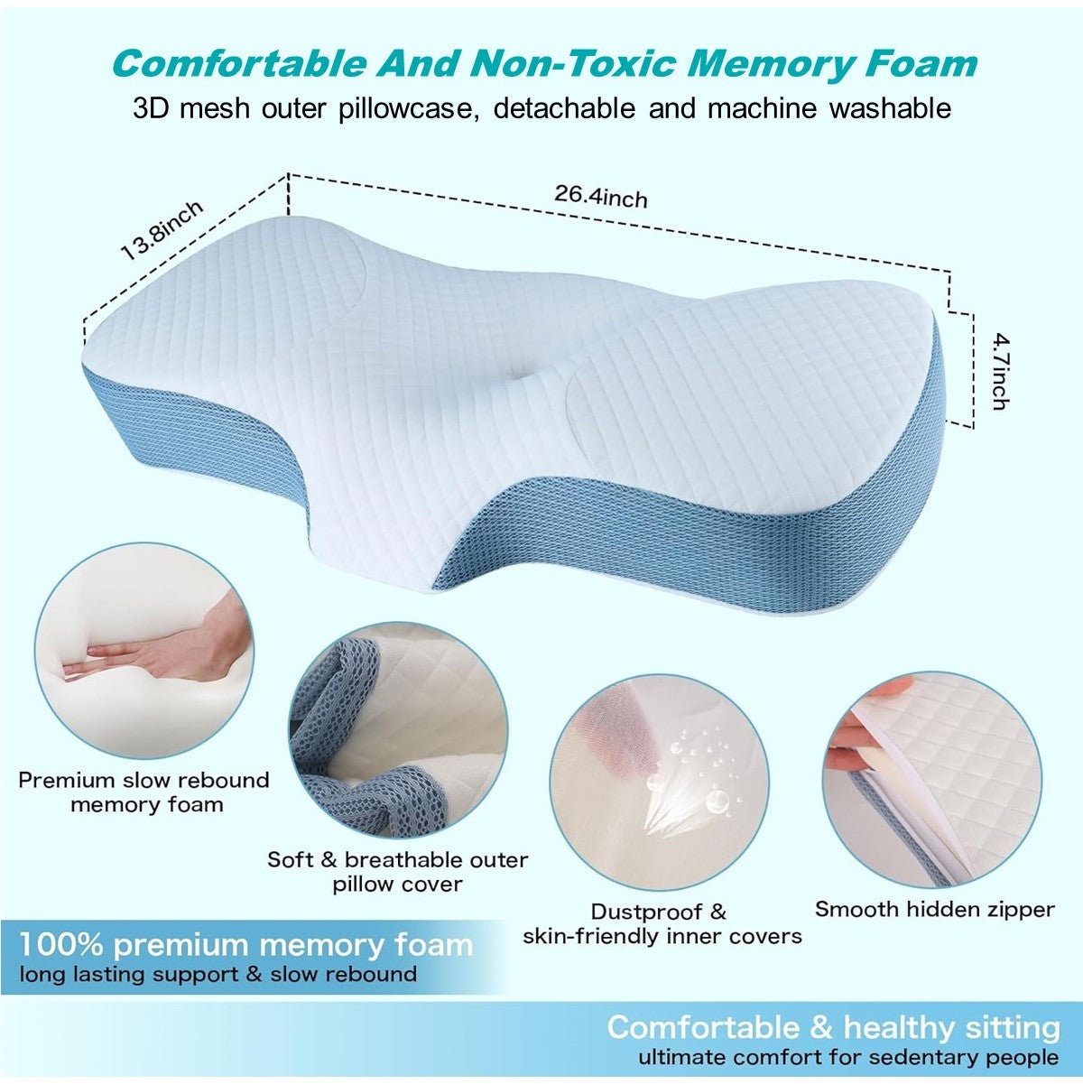 Cervical Pillow For Neck And Shoulder Pain Relief, Contour Memory Foam Pillows For Sleeping
