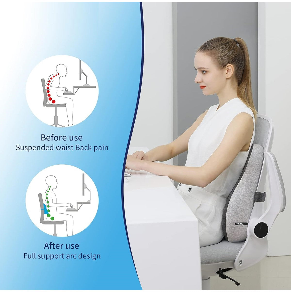 Memory Foam Back Lumbar Support Seat Cushion Pad Pillow