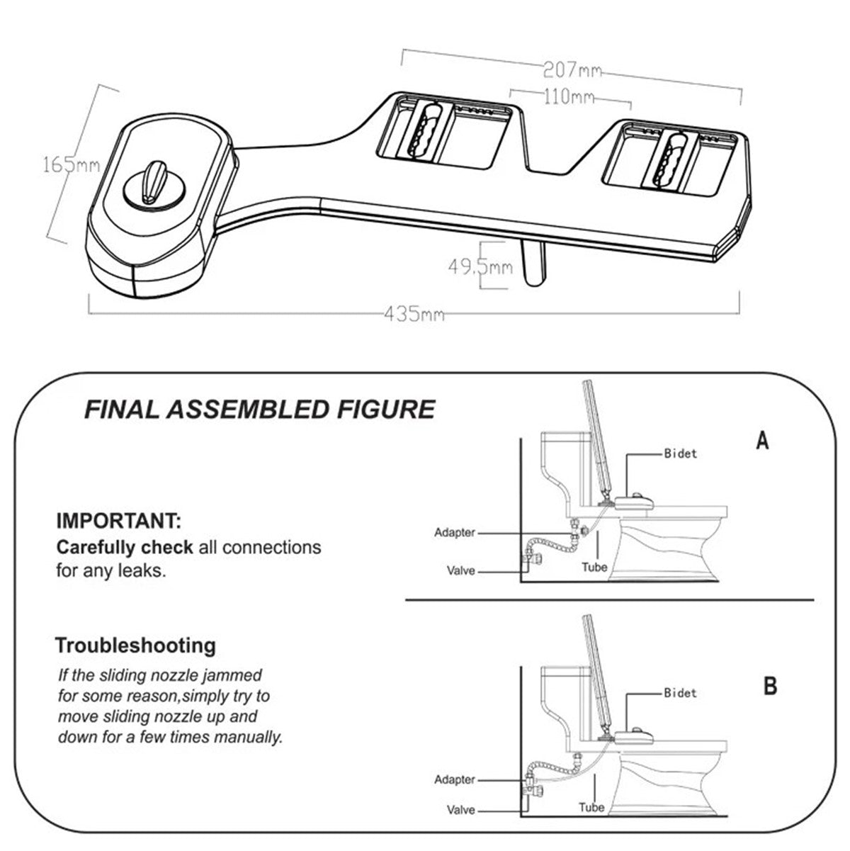 Bathroom Toilet Bidet Water Spray Bidet Toilet Attachment Self-Cleaning