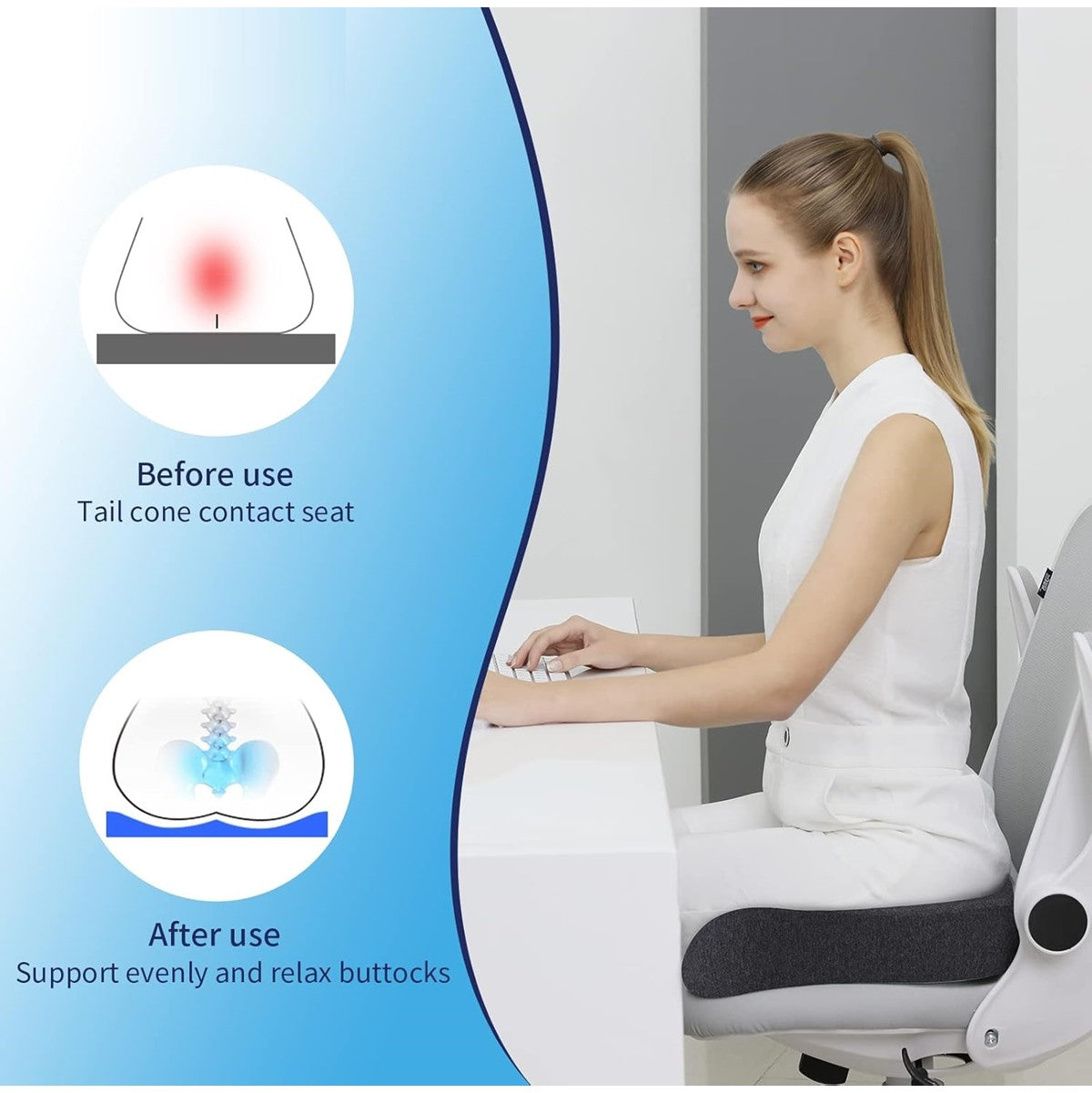 Memory Foam Back Lumbar Support Seat Cushion Pad Pillow