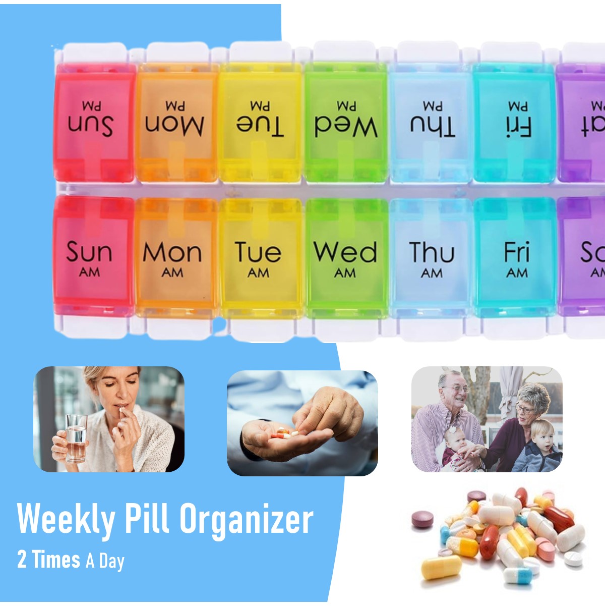 Medicine Case Box Weekly Pill Organizer Box Reminder And Planner Portable Pill Box