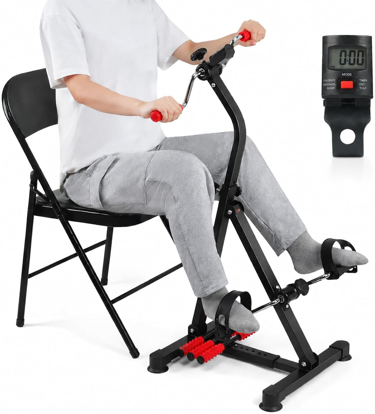 Hands and Legs Foldable Pedal Exerciser Bike Fitness Upper Lower Limb Rehabilitation Bicycle