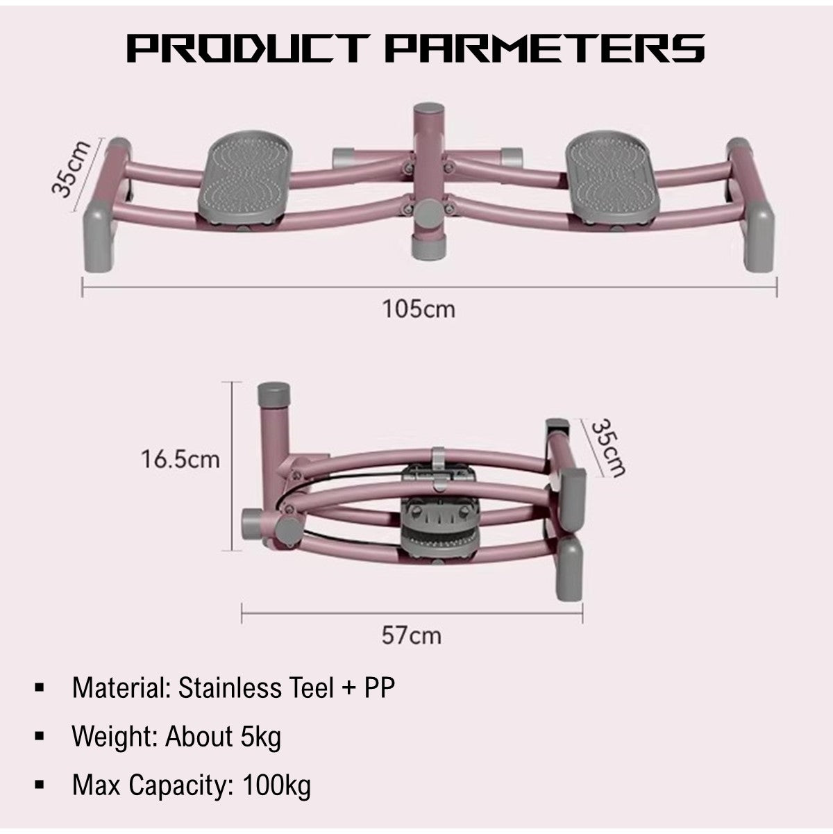 2 In 1 Foldable Leg Sliders Home Gym Equipment With Adjustable Handrail | Home Ski Machine Leg Exercise Machine