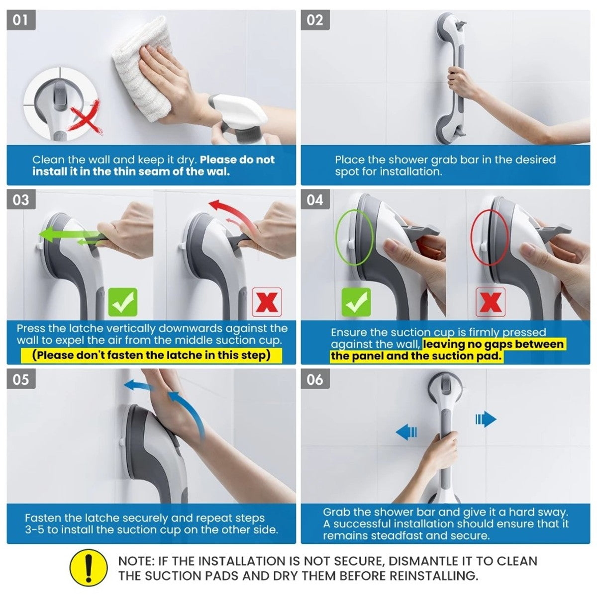 Safety Shower Helping Handle Anti Slip Grab Bar For Elderly And Kids