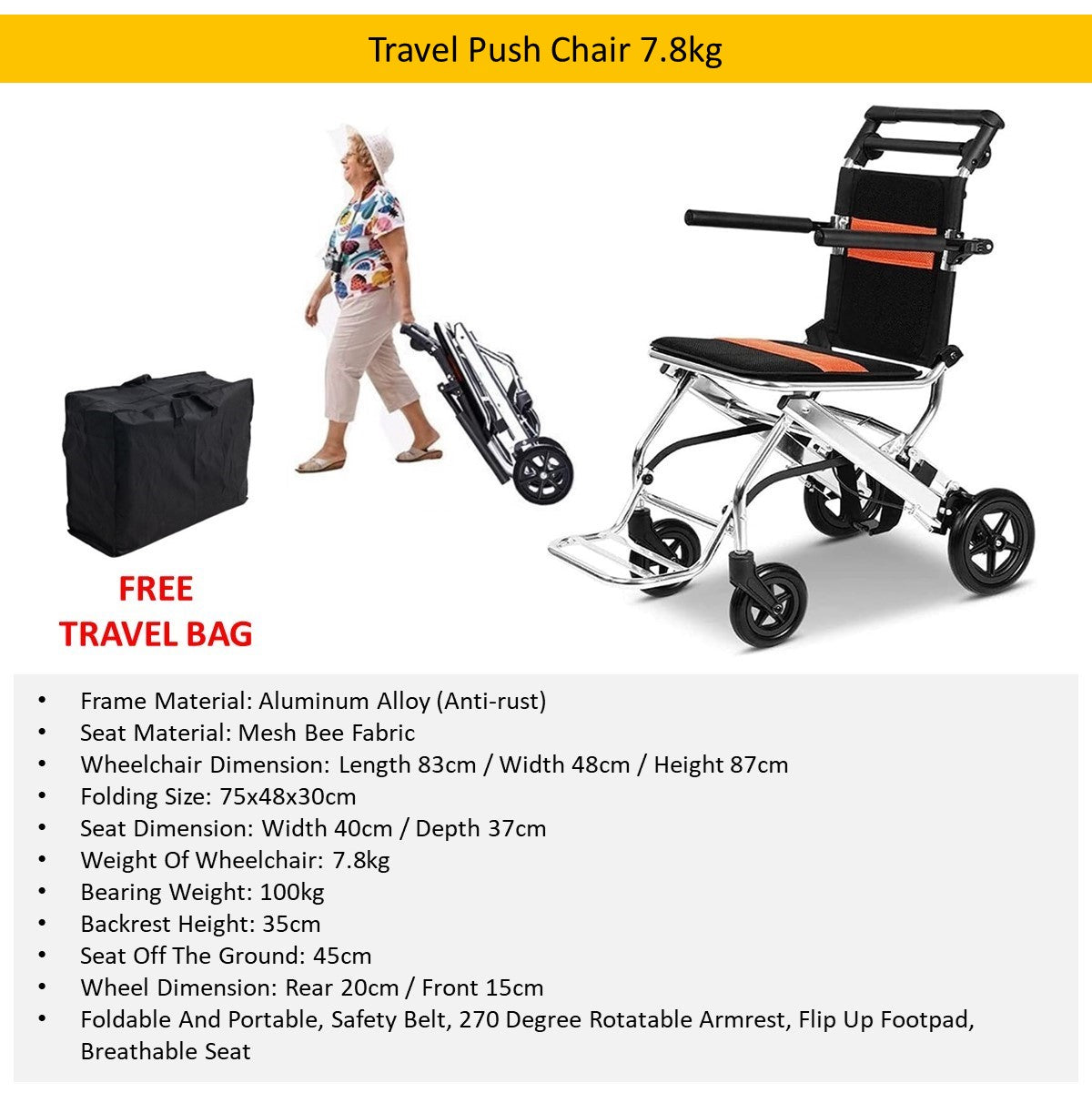 Foldable and Portable Travel Lightweight Push Chair