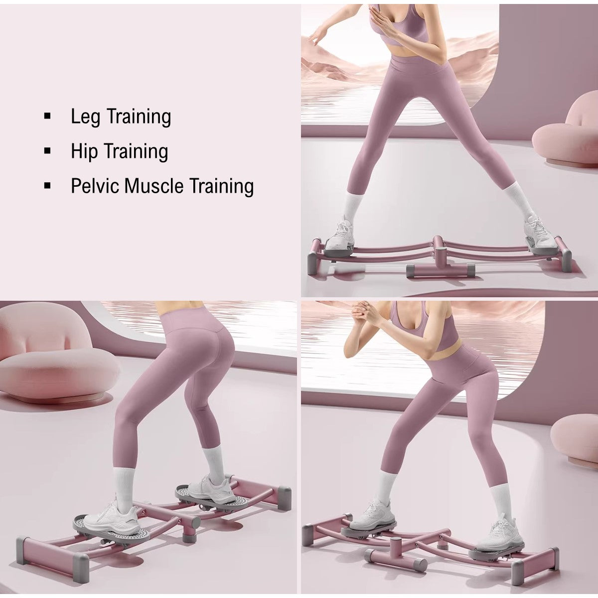2 In 1 Foldable Leg Sliders Home Gym Equipment With Adjustable Handrail | Home Ski Machine Leg Exercise Machine