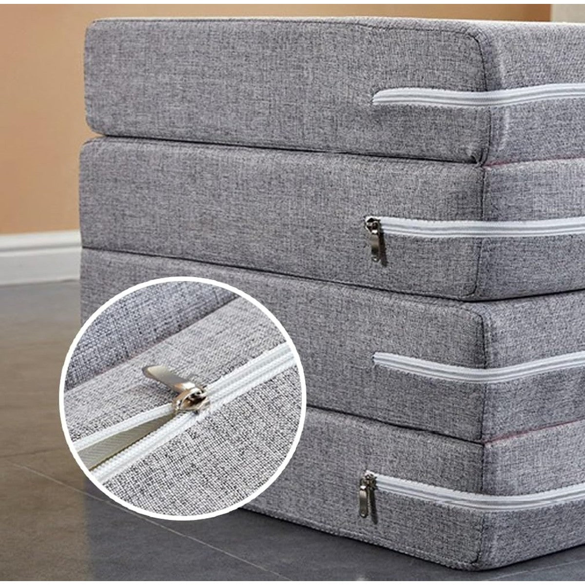 Four Fold Mattress Multifunctional Portable Folding Bed Lightweight Reclining Bed
