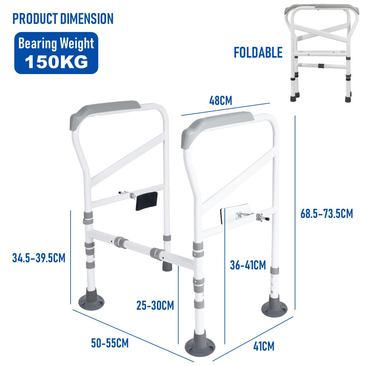 Adjustable Safety Rail Toilet Bowl Frame