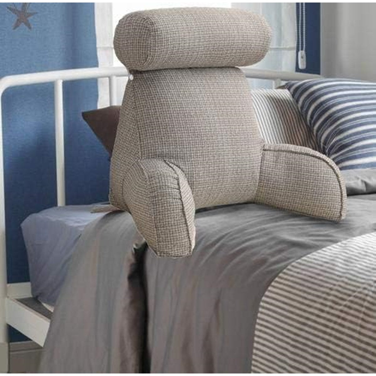 Large Memory Foam Backrest Pillow With Support Arms And Detachable Neck Pillow