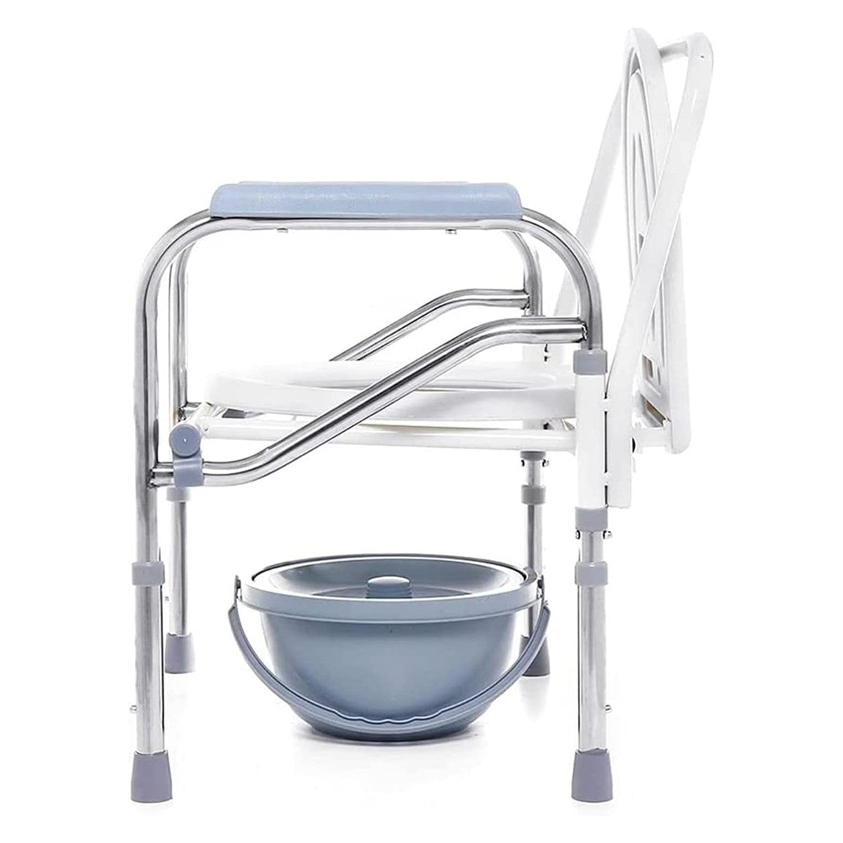 Portable Potty Chair Toilet Foldable Adjustable Commodes Chair Close Stool Chamber Pot Stainless Steel