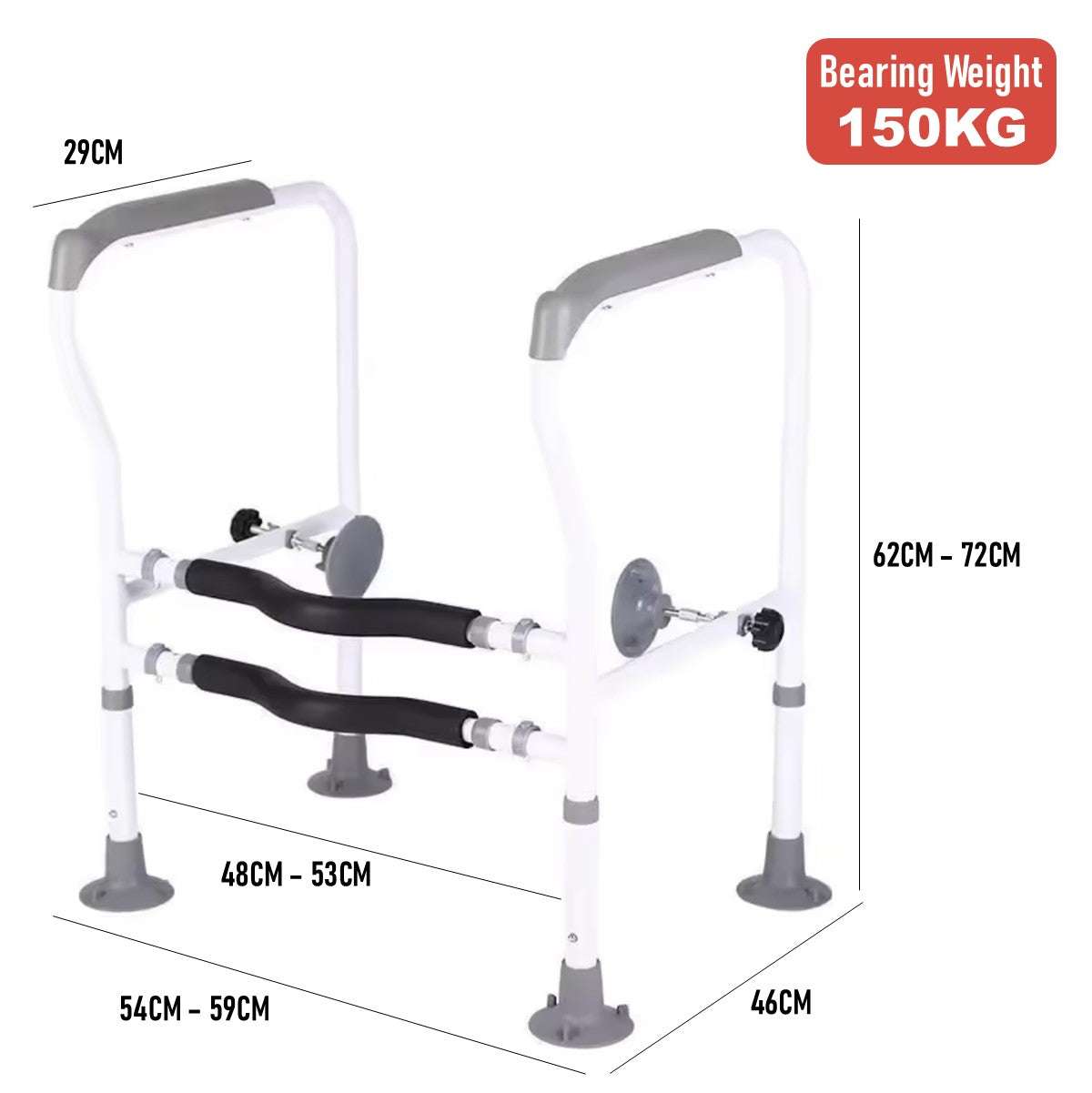 Adjustable Safety Rail Toilet Bowl Frame