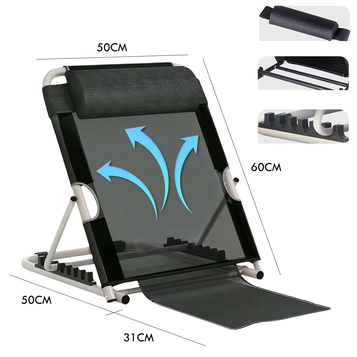 Foldable Reclining Backrest Lazy Chair Adjustable Angle Foldable Back Support