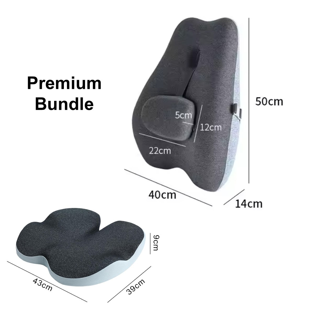 Premium Memory Foam Back Lumbar Support Seat Cushion Pad