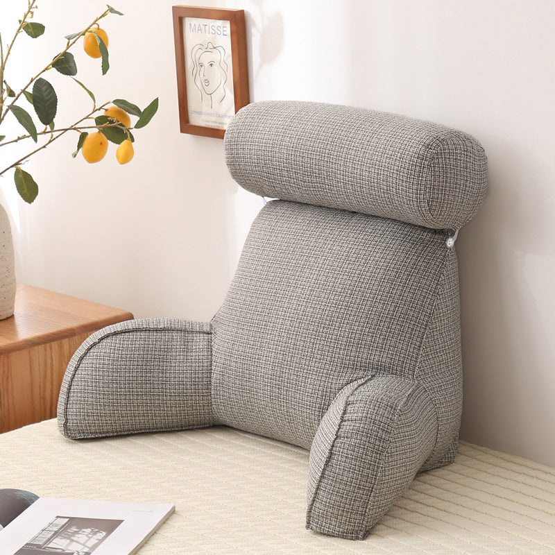 Large Memory Foam Backrest Pillow With Support Arms And Detachable Neck Pillow