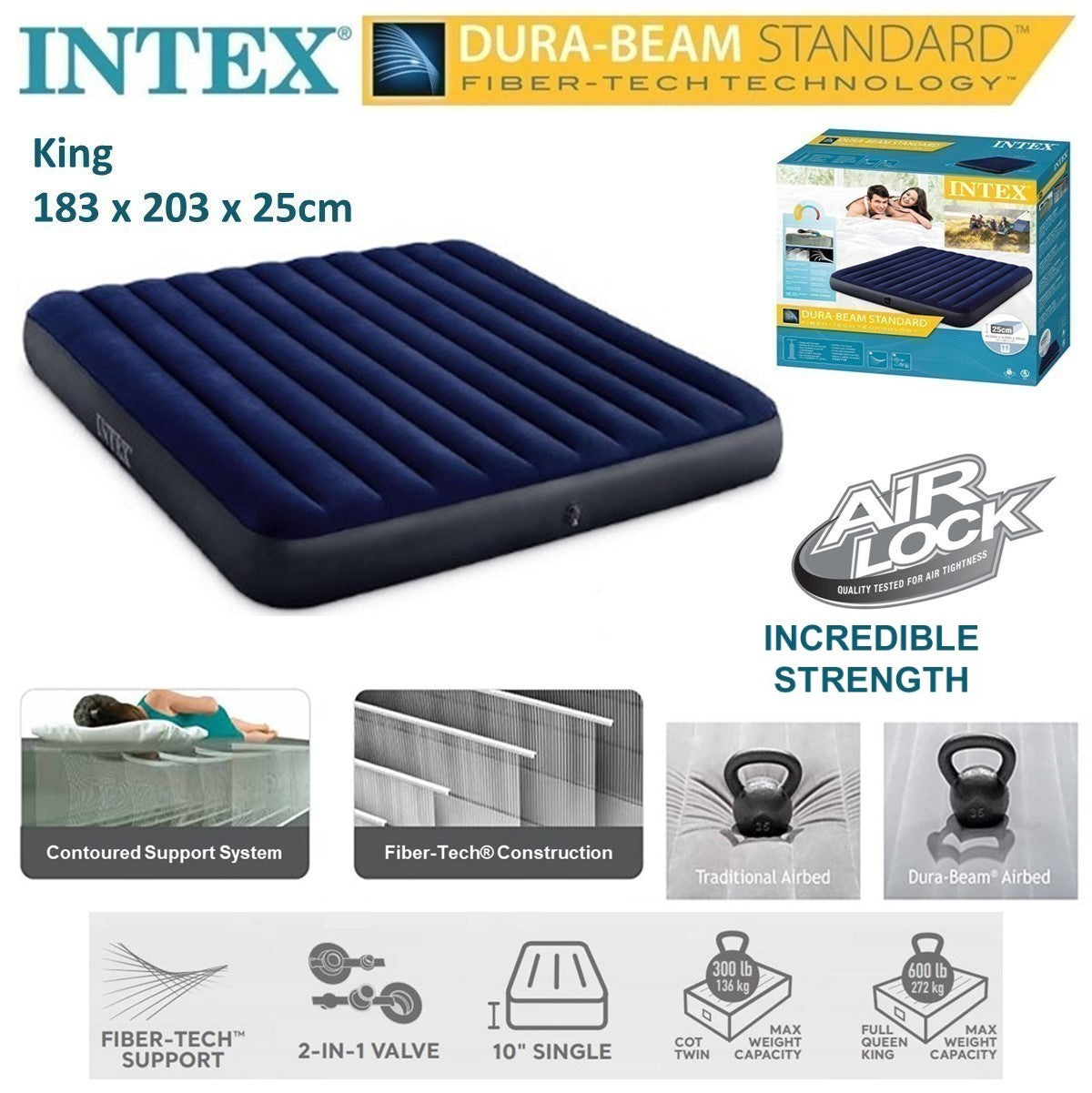 Intex Inflatable Air Bed (PUMP INCLUDED)