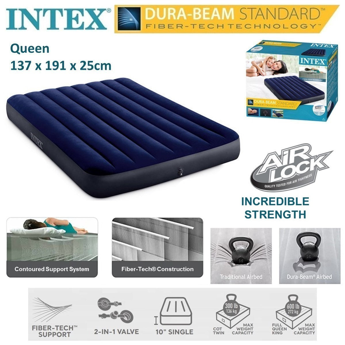 Intex Inflatable Air Bed (PUMP INCLUDED)