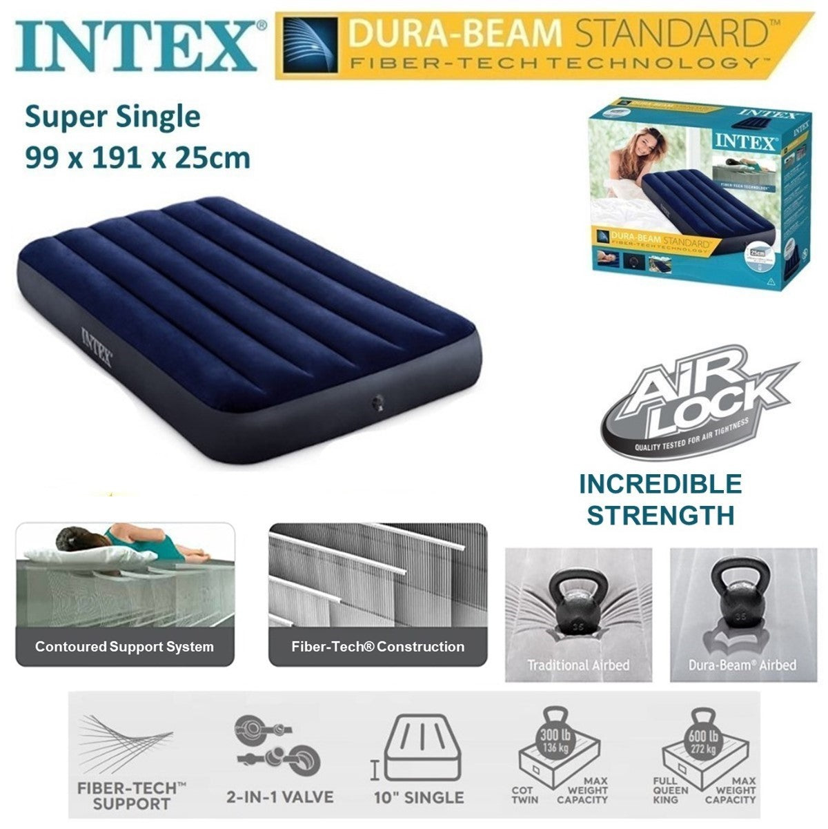Intex Inflatable Air Bed (PUMP INCLUDED)