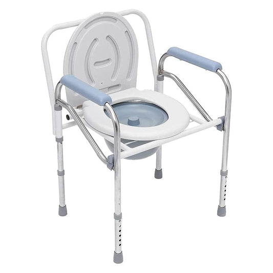 Portable Potty Chair Toilet Foldable Adjustable Commodes Chair Close Stool Chamber Pot Stainless Steel