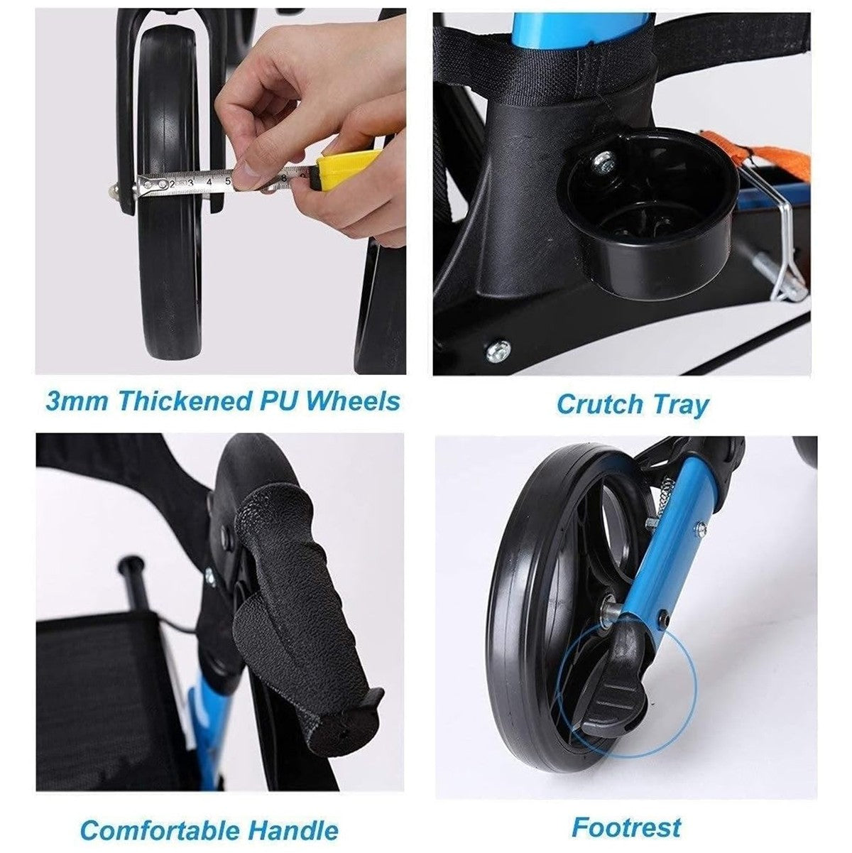 Foldable Elderly Rollator Elderly Walker With Seat, Basket and Wheels