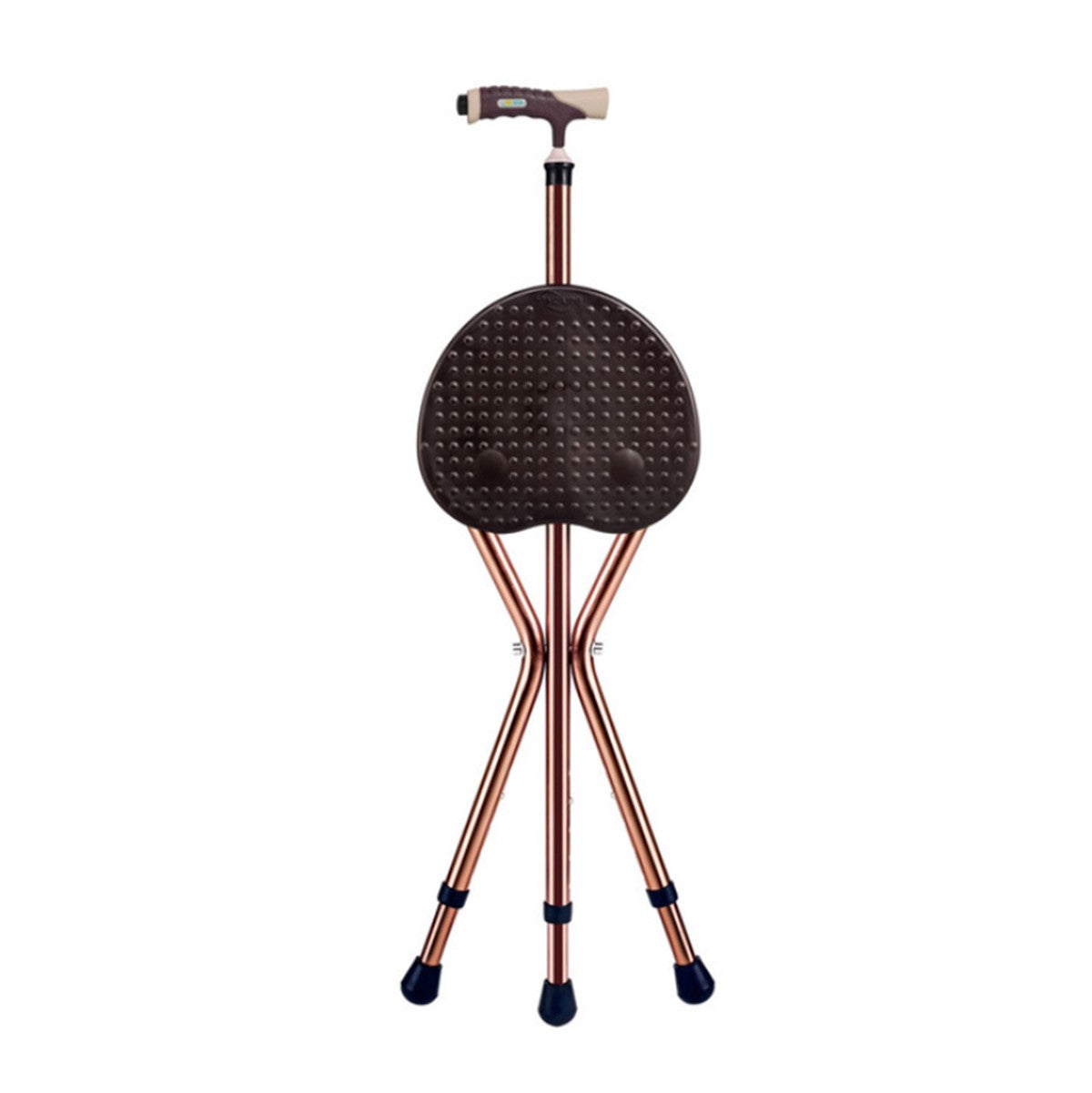 Foldable Walking Stick with Height Adjustment and LED Lighting and Seat Pad