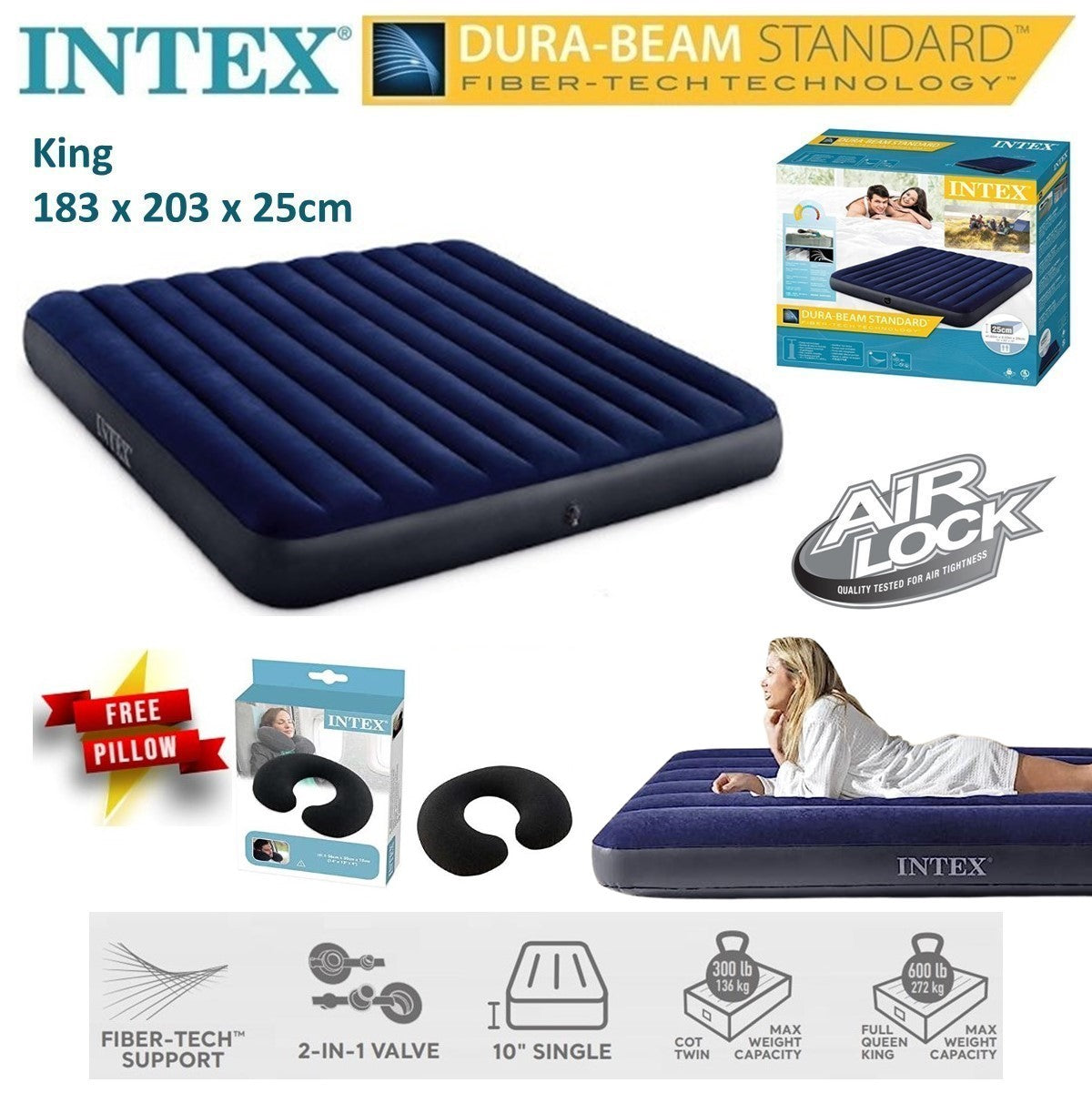 Intex Inflatable Air Bed (PUMP INCLUDED)