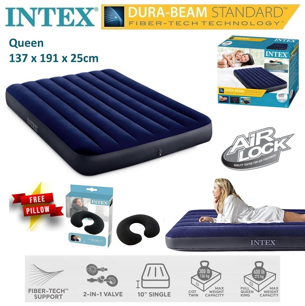 Intex Inflatable Air Bed (PUMP INCLUDED)